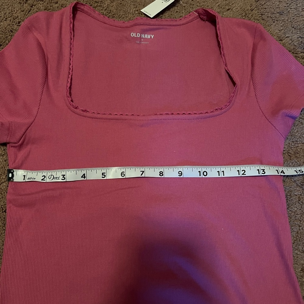 NWT Old Navy Lace Trim Rib Knit Top - Picture 6 of 8